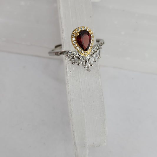 S.S. 14k Gold AAA Grade Mozambique Garnet and Zircon Adjustable Rings