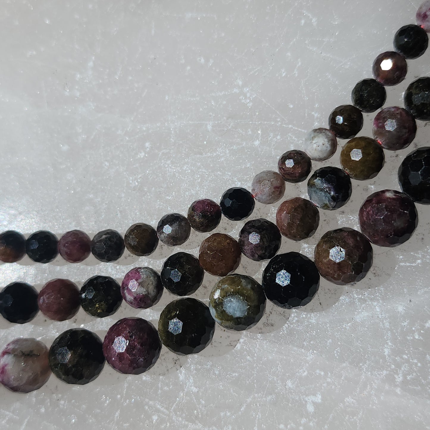 Faceted Multicolor Tourmaline Beads