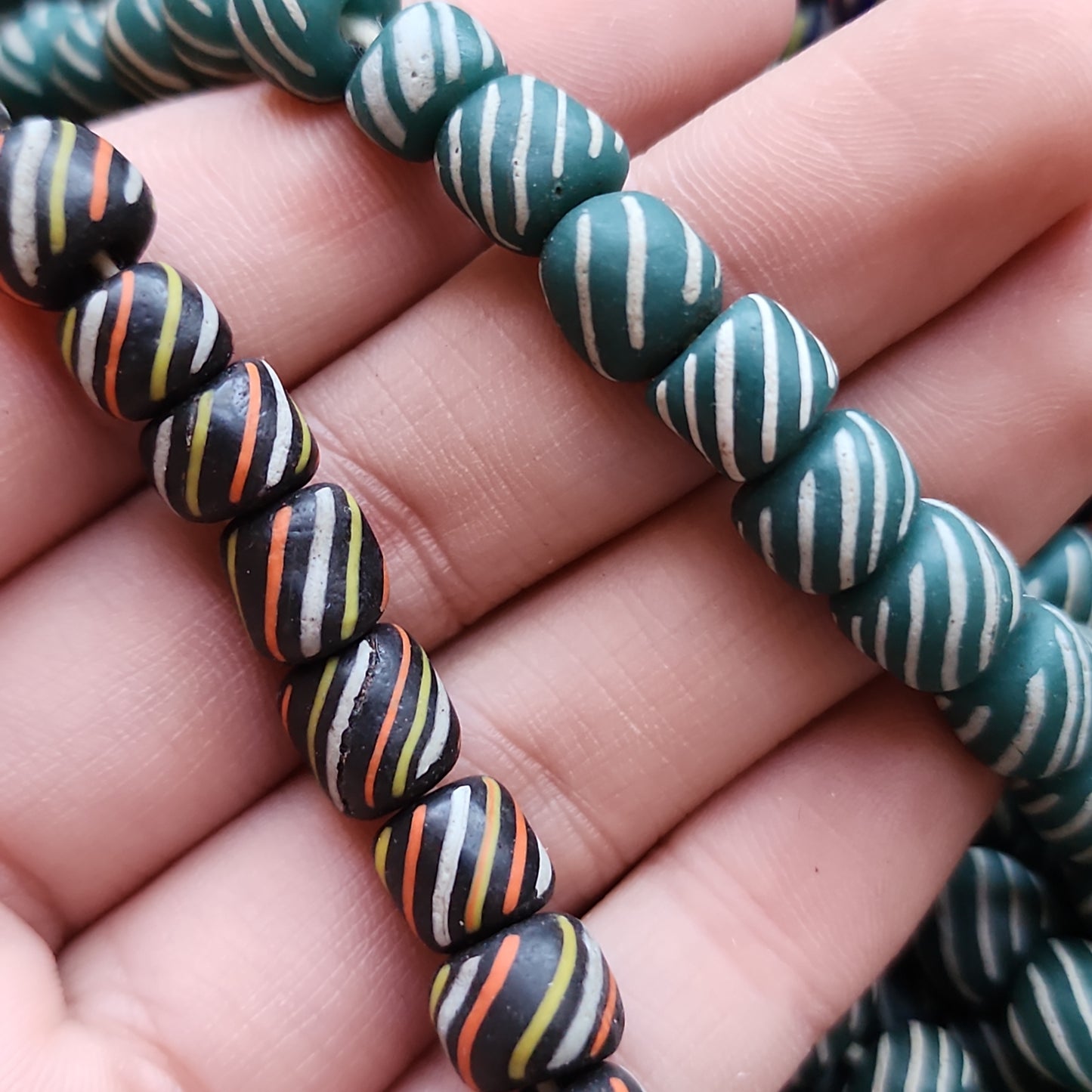 Handmade Nigerian Striped Glass Beads