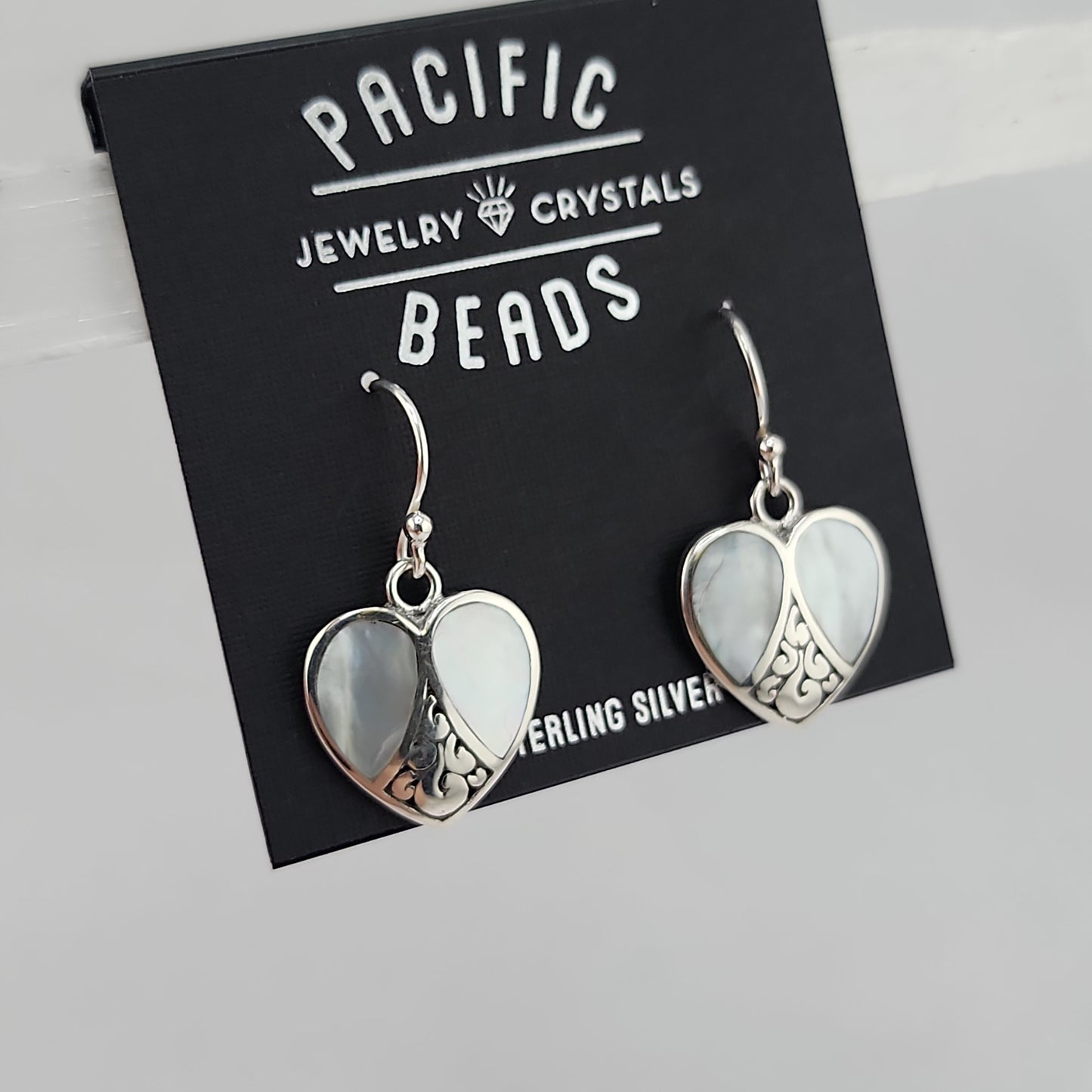 S.S. Mother of Pearl Heart Drop Earrings
