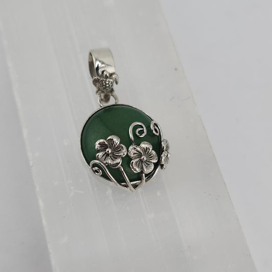 S.S. Shlomo Round Green Aventurine Pendants