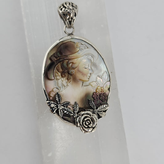 S.S. Shlomo White Shell Cameo Pendants