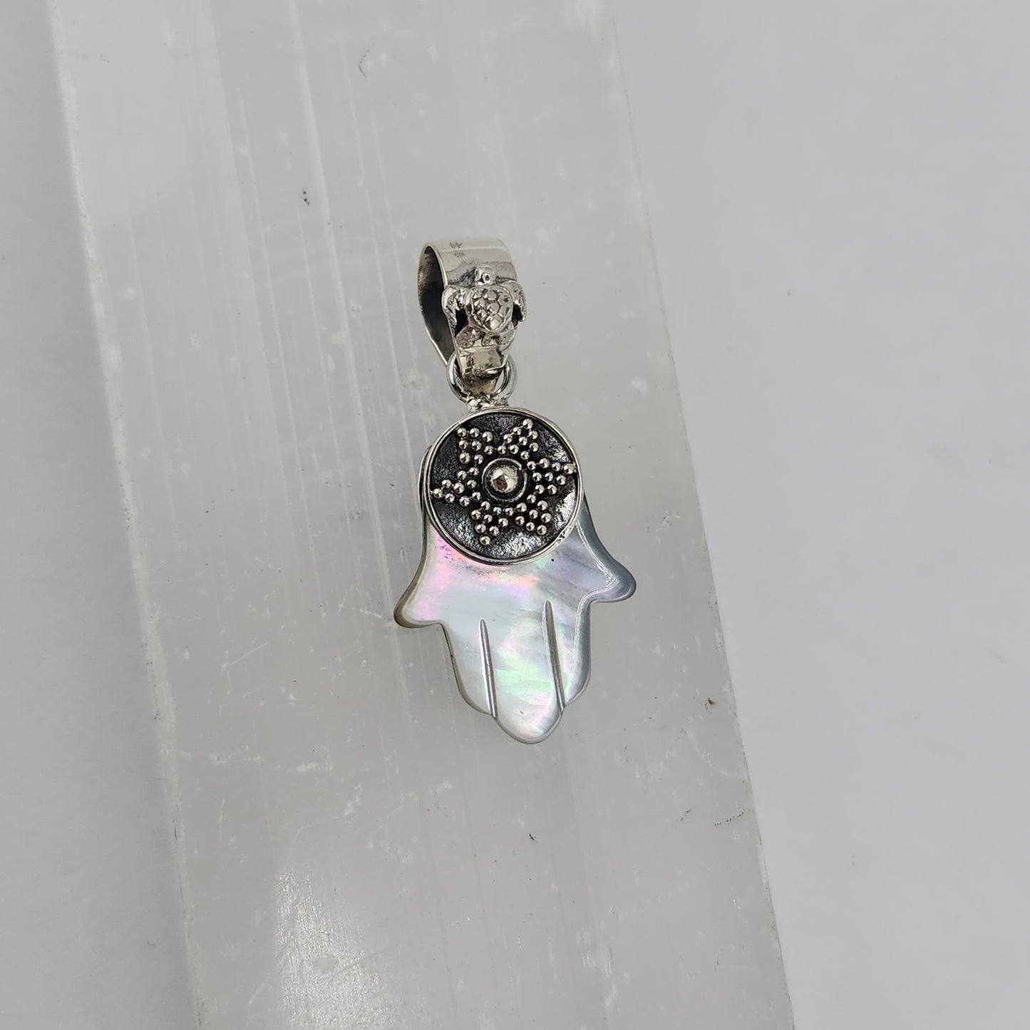 S.S. Shlomo Shell Hamsa Pendants