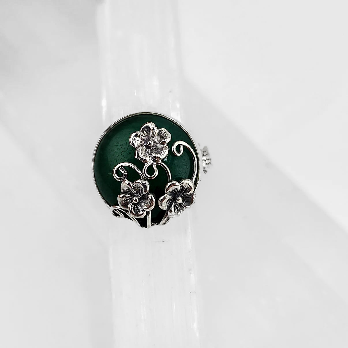 S.S. Shlomo Round Green Aventurine Rings