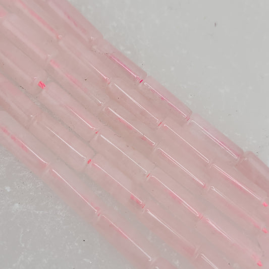 Long Rose Quartz Tube Beads