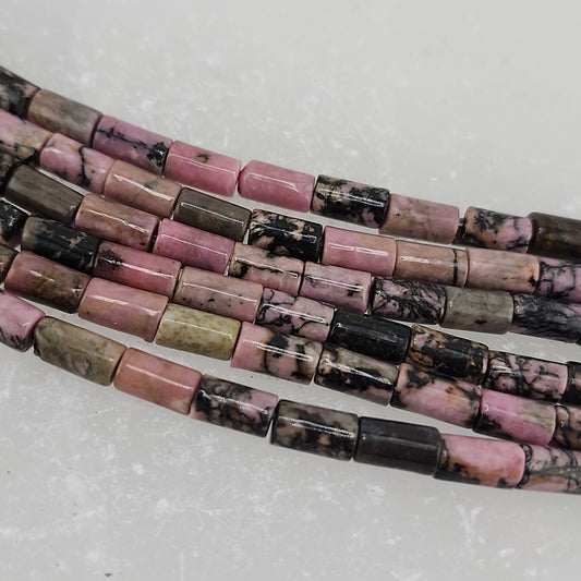 Short Rhodonite Tube Beads