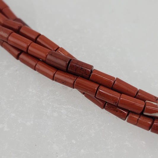 Short Red Jasper Tube Beads