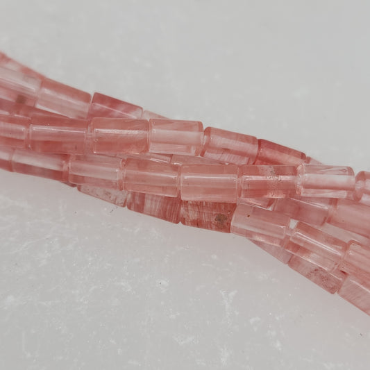 Short Cherry Quartz Tube Beads