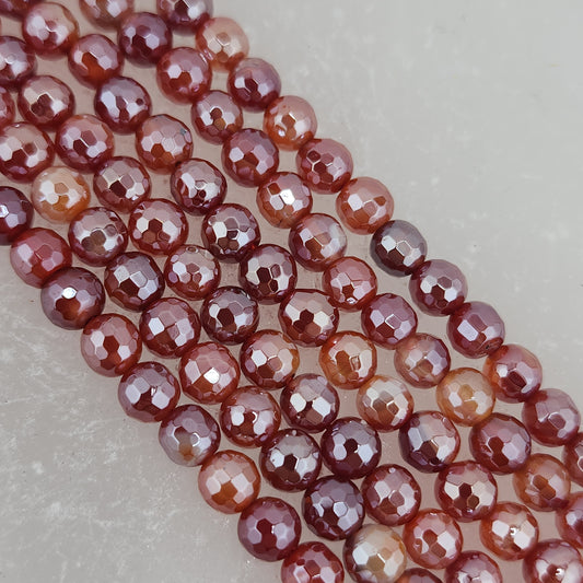 Faceted Red Line Agate Beads