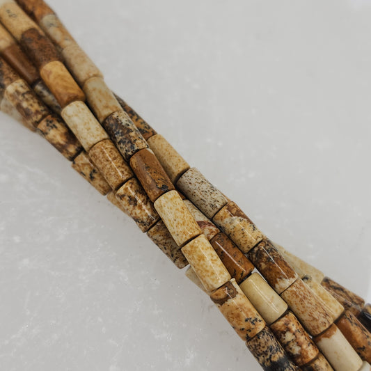 Short Picture Jasper Tube Beads