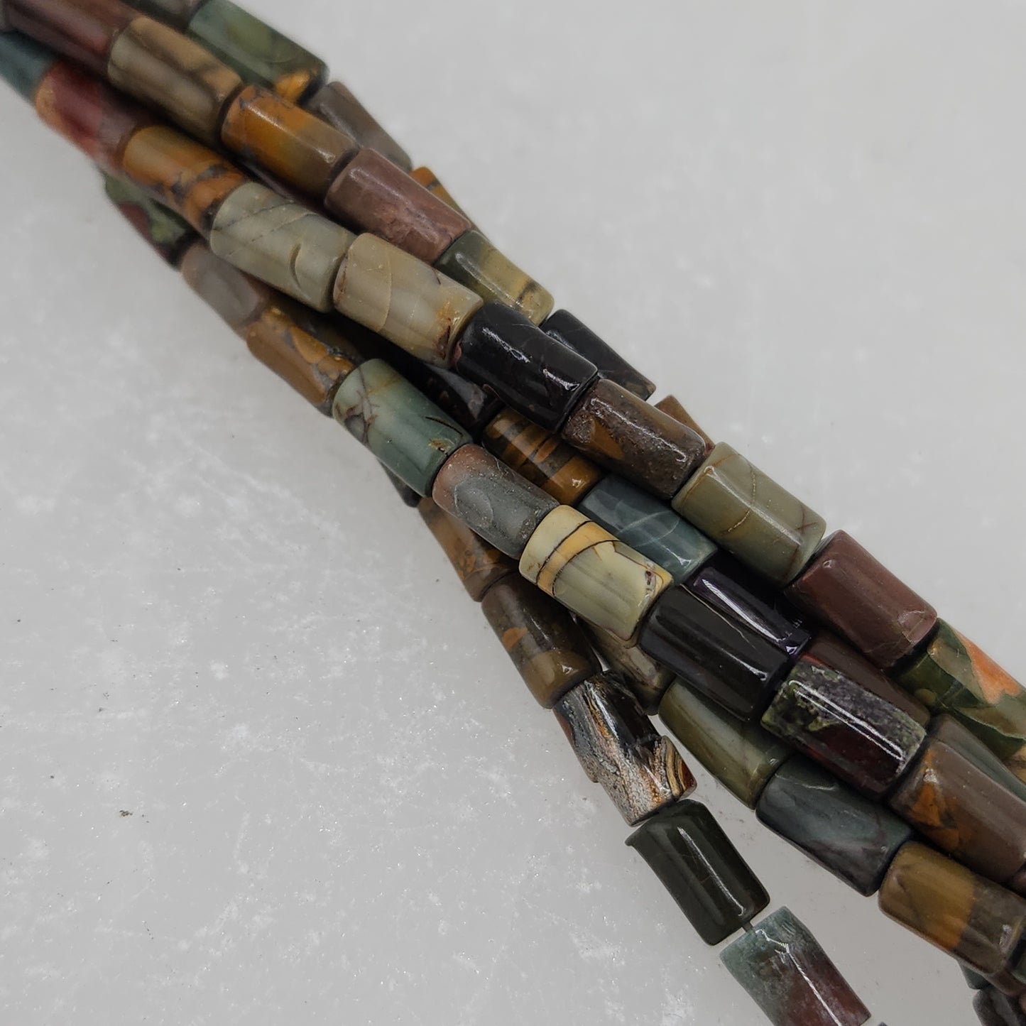 Short Mixed Jasper Tube Beads