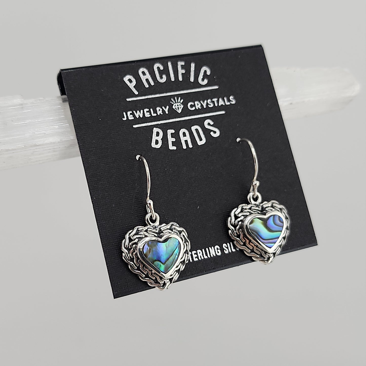 S.S. Abalone Heart Drop Earrings