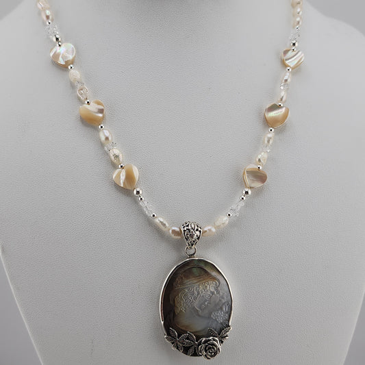 S.S. Shlomo Mother of Pearl Cameo Necklaces