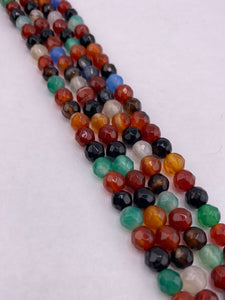 Faceted Multicolor Agate Beads