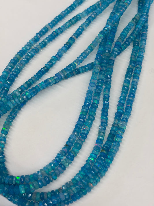 Faceted Blue Opal Rondelle Beads