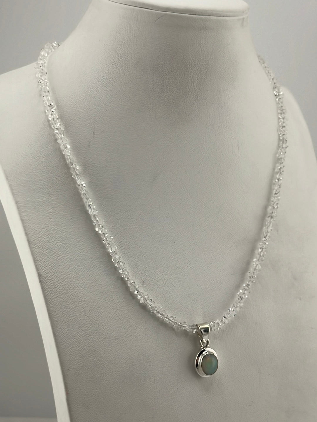 S.S. Ethiopian Opal and Herkimer Diamond Necklaces