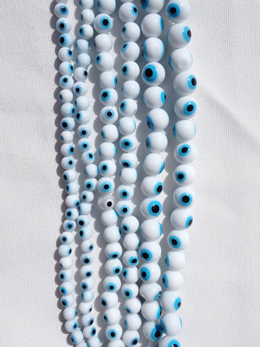 Round White Evil Eye Beads