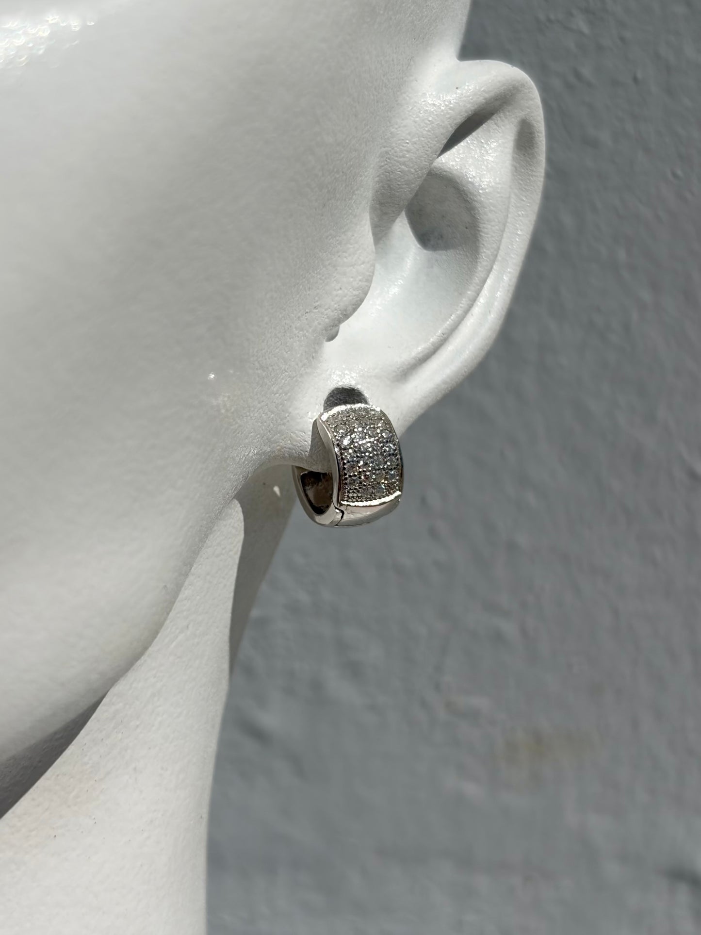 S.S. Moissanite Barrel Huggie Earrings