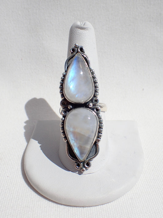 S.S. Rainbow Moonstone Dual Stone Rings