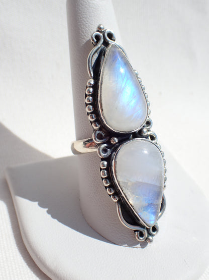 S.S. Rainbow Moonstone Dual Stone Rings