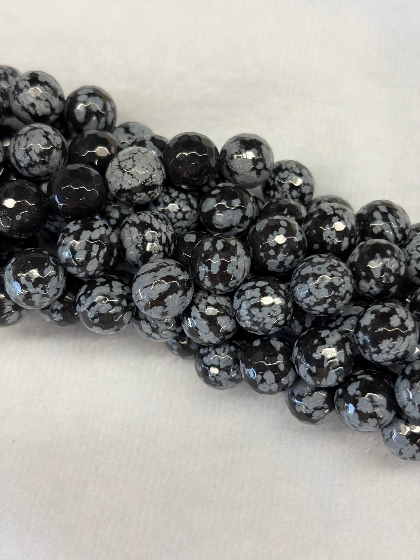 Faceted Snowflake Obsidian Beads