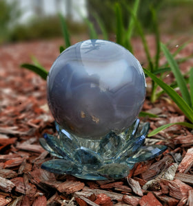 Crystal lotus with agate sphere available at wholesale and retail prices, only at our crystal shop in San Diego!