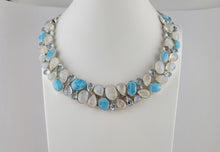 Load image into Gallery viewer, S.S. Larimar, Rainbow Moonstone, and Blue Topaz Necklace
