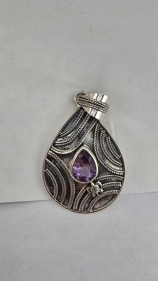 S.S. Shlomo Amethyst Teardrop Pendants