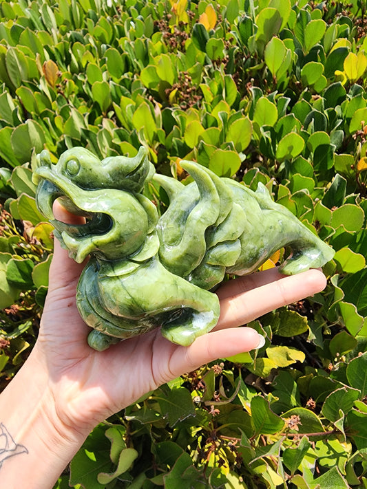 Hand Carved Jade Pixiu Dragon Figurine