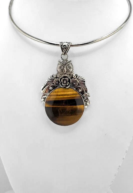 S.S. Shlomo Tiger Eye Owl Pendants