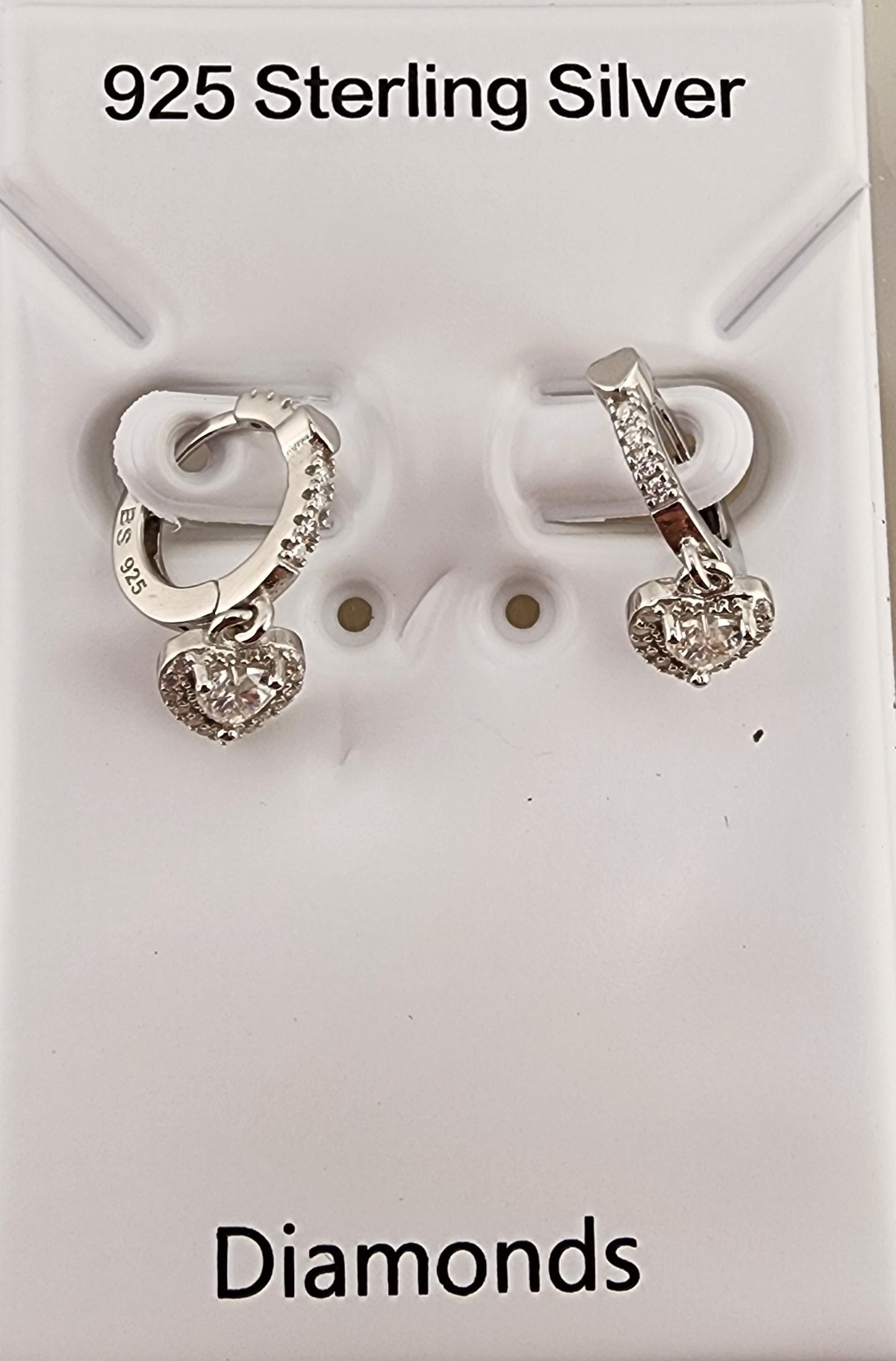 S.S. Moissanite Heart Hoop Earrings