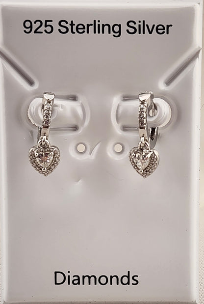 S.S. Moissanite Heart Hoop Earrings