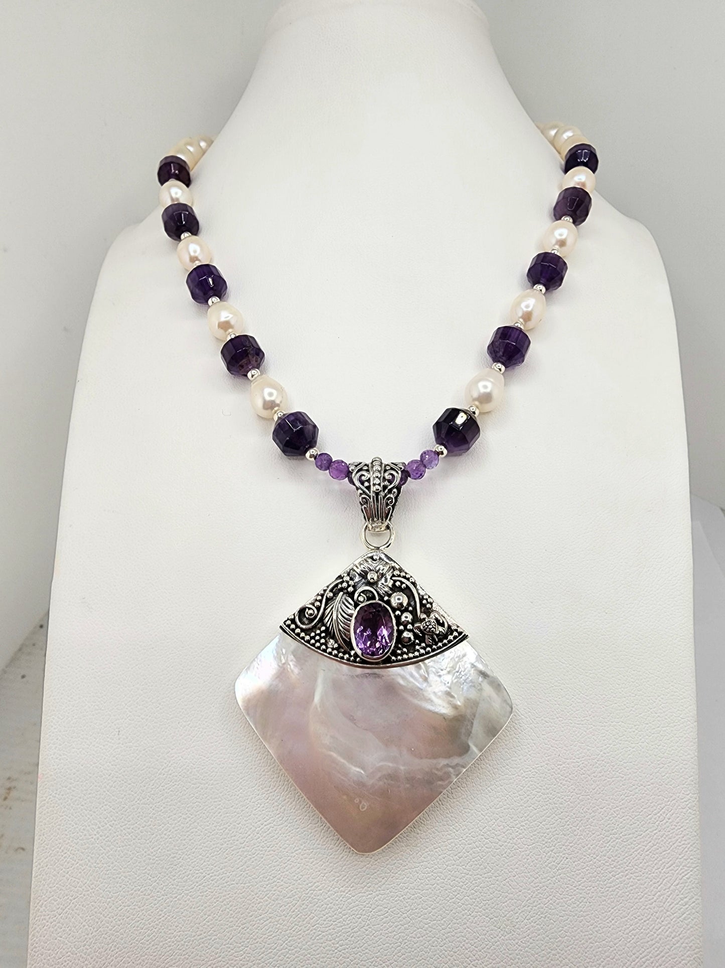 Shlomo Mother of Pearl and Amethyst Necklace