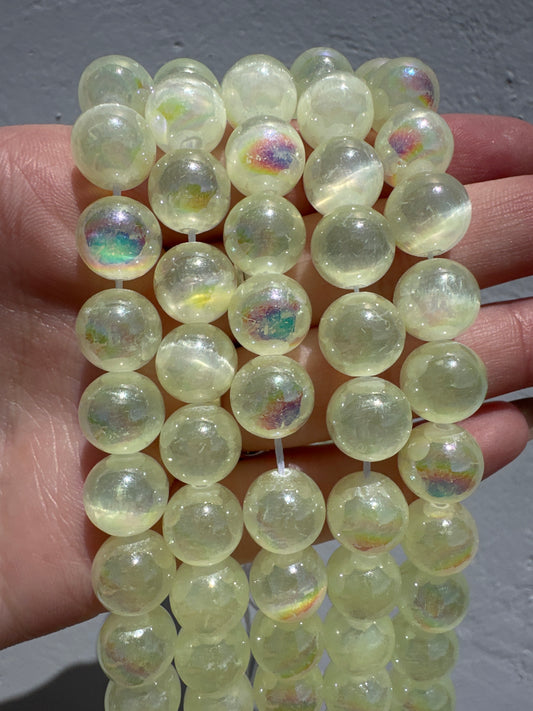Iridescent Yellow Selenite Beads