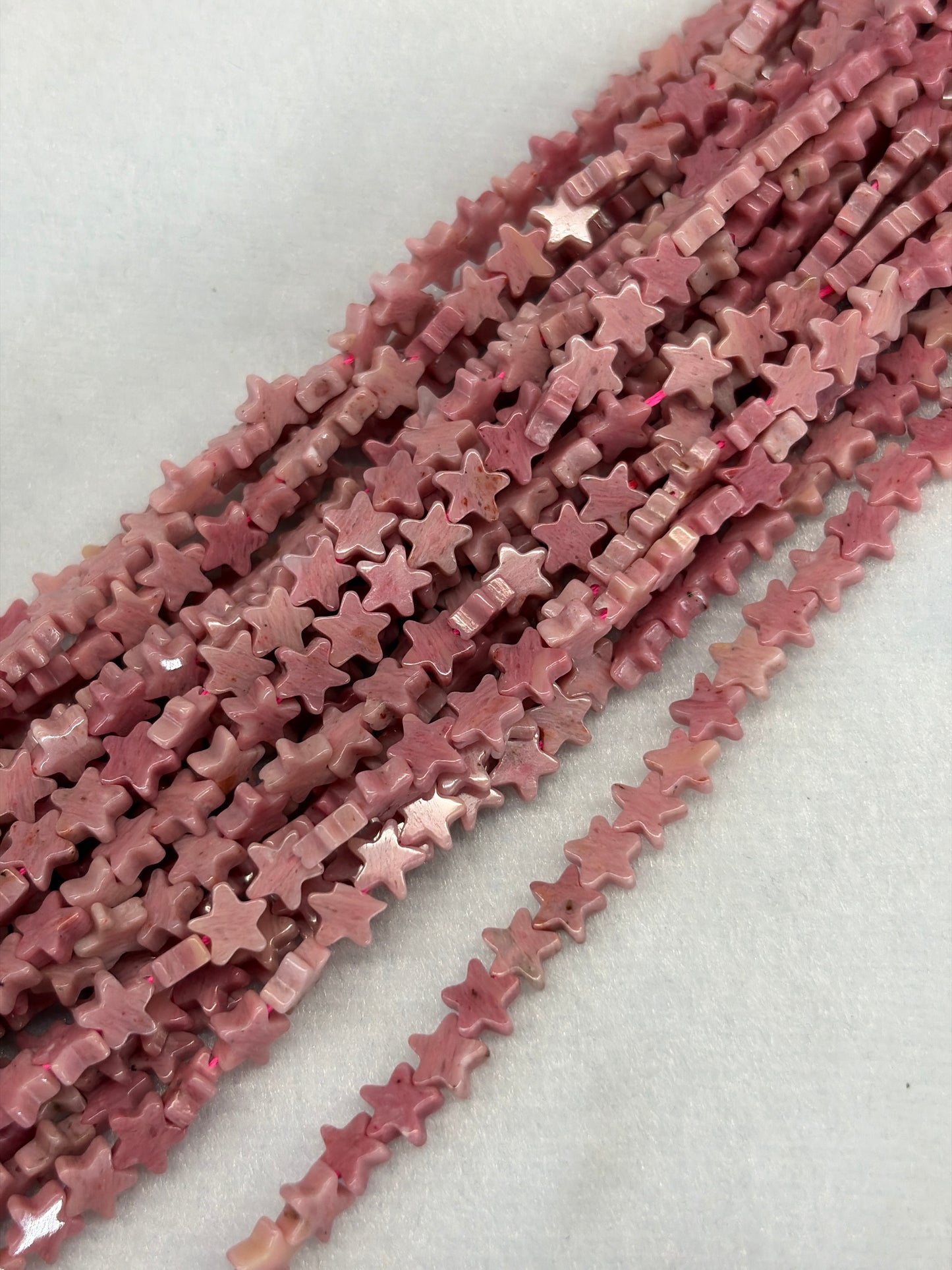 Pink Rhodonite Star Beads
