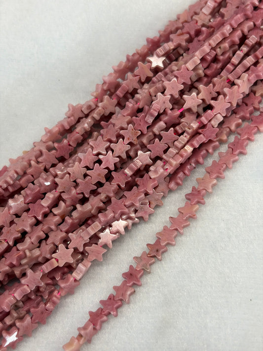 Pink Rhodonite Star Beads
