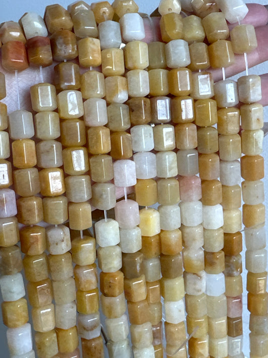 Wide Hole Golden Aventurine Hexagon Beads