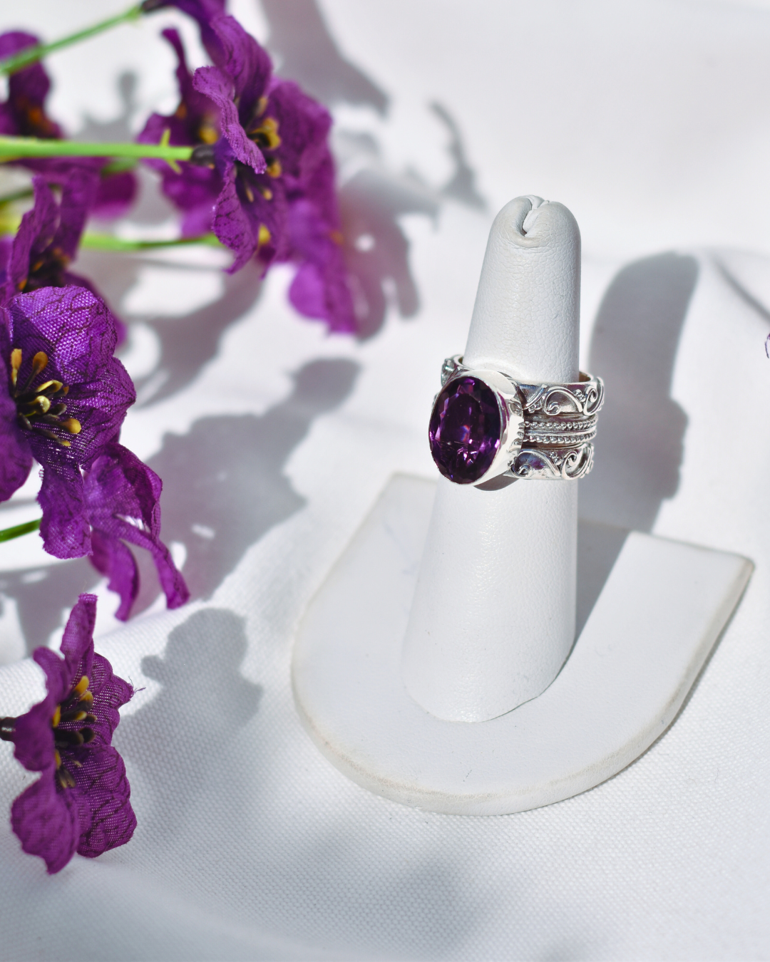 S.S. AAA Grade Faceted Amethyst Stackable Ring Sets