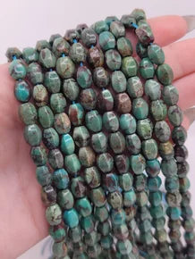 Hexagonal Turquoise Barrel Beads