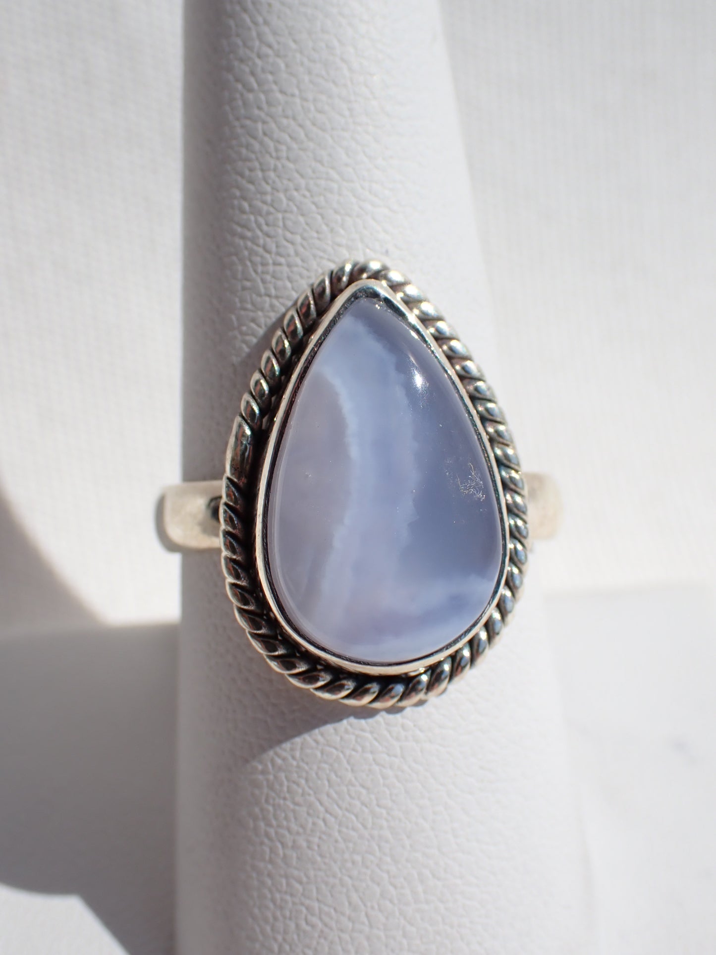 S.S. Blue Lace Agate Teardrop Rings