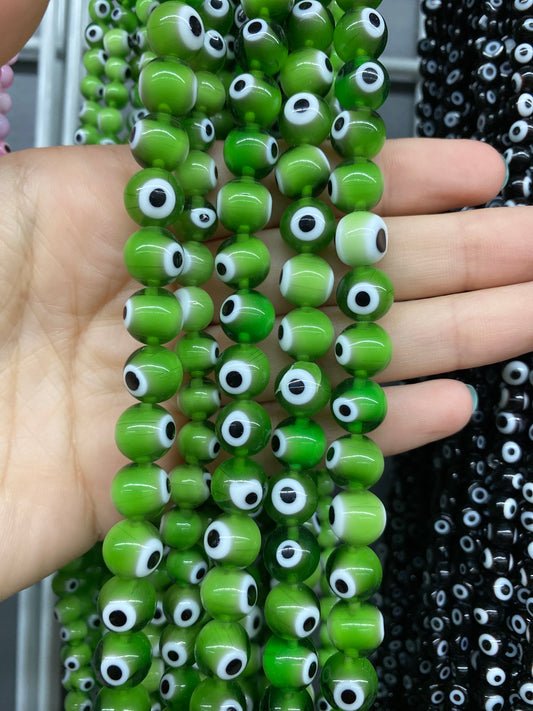 Round Green Evil Eye Beads