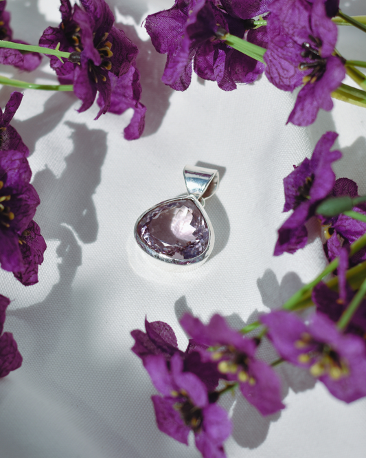 S.S. 'AAA' Large Faceted Amethyst Fan Pendants