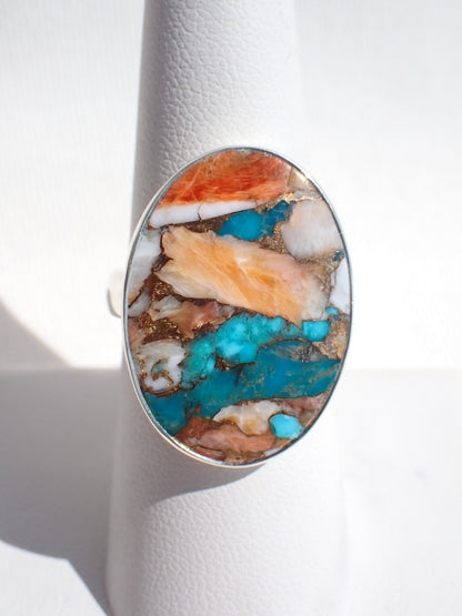 S.S. Spiny Oyster, Turquoise, and Copper Rings