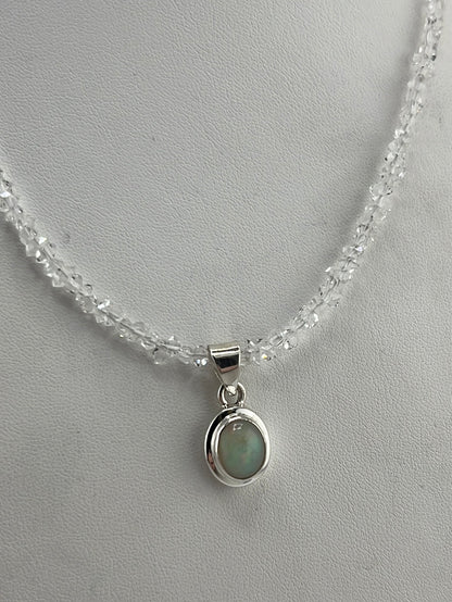 S.S. Ethiopian Opal and Herkimer Diamond Necklaces