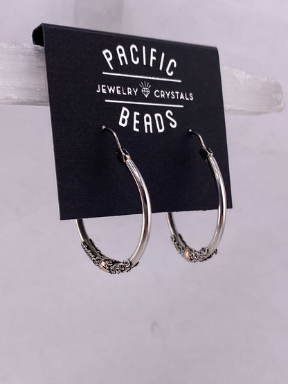 S.S. 18k Gold Balinese Hoop Earrings