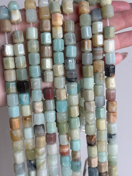 Wide Hole Amazonite Hexagon Beads