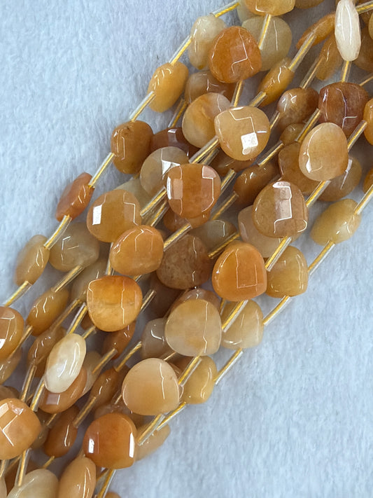 Faceted Natural Yellow Jade Teardrop Beads