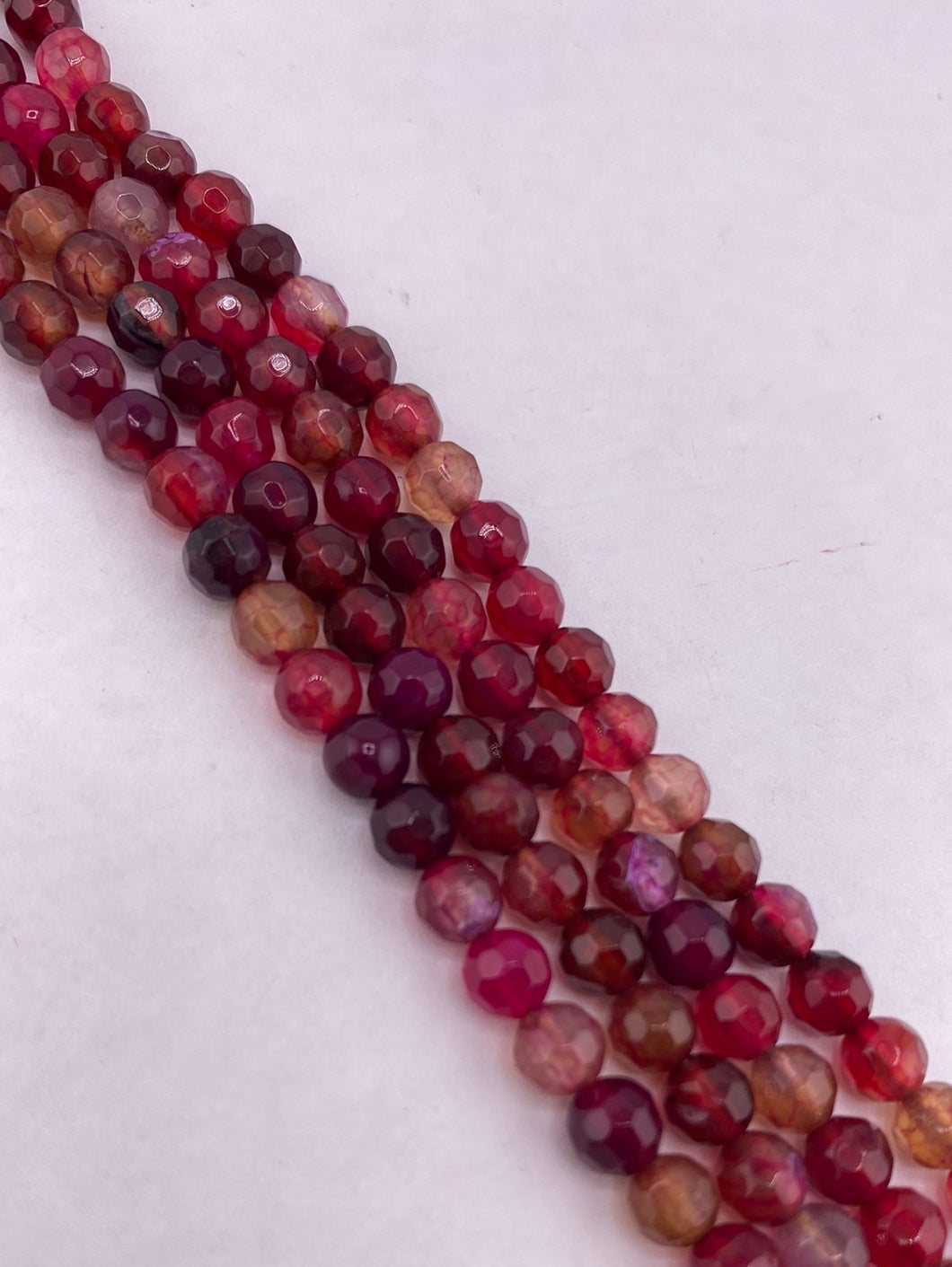 Faceted Raspberry Agate Beads