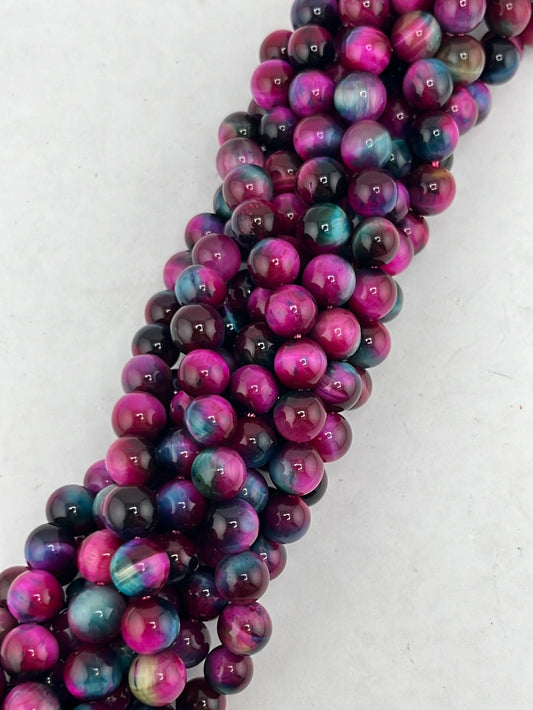 Pink and Aqua Tiger Eye Beads