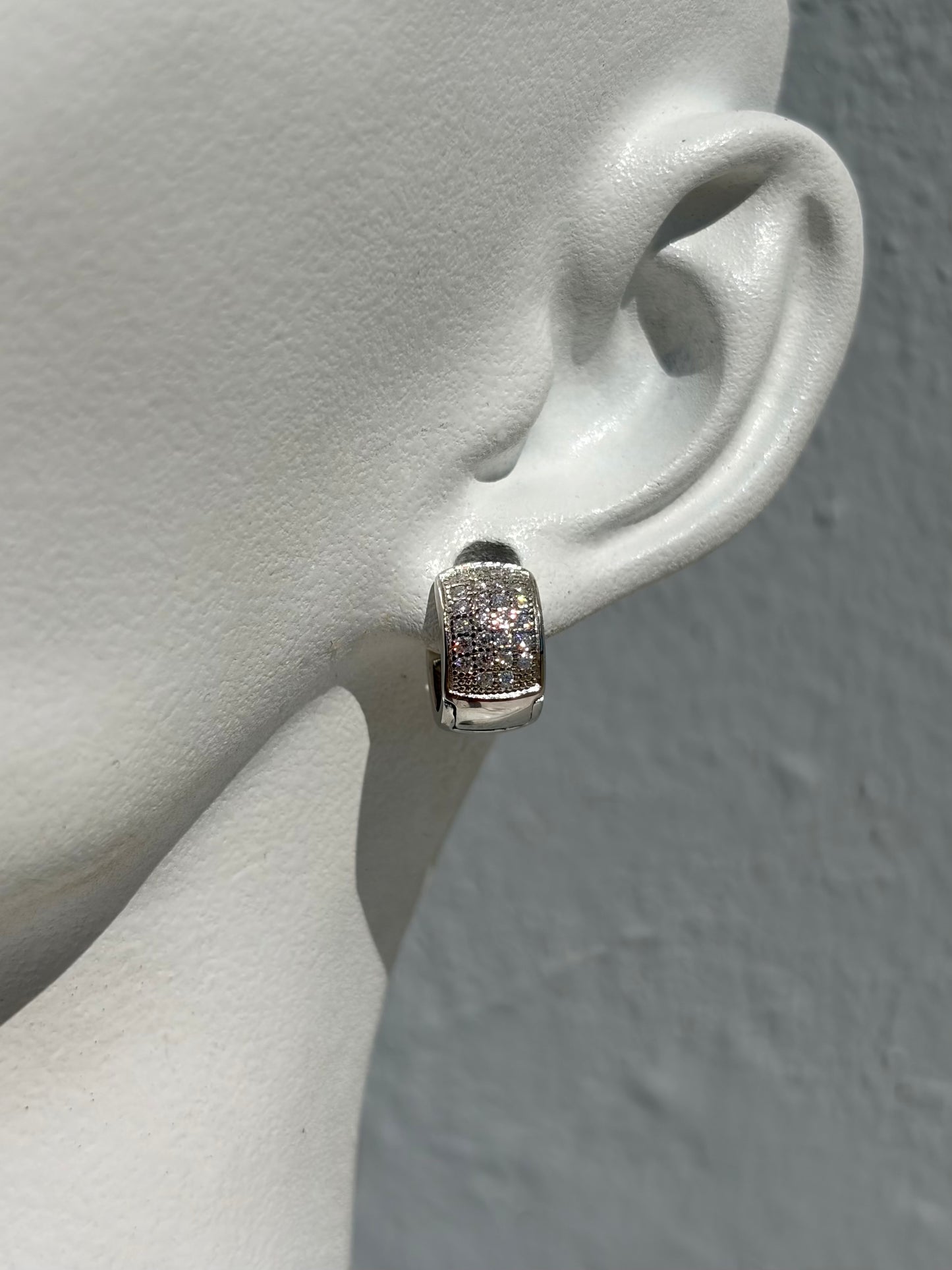 S.S. Moissanite Barrel Huggie Earrings